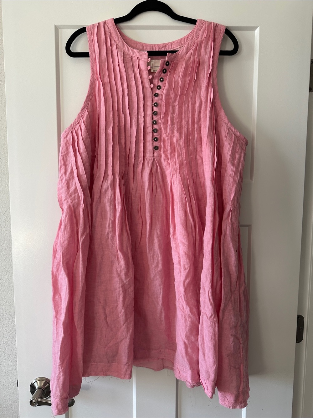 Anthropologie Pink Pintuck Linen Dress or Tunic
